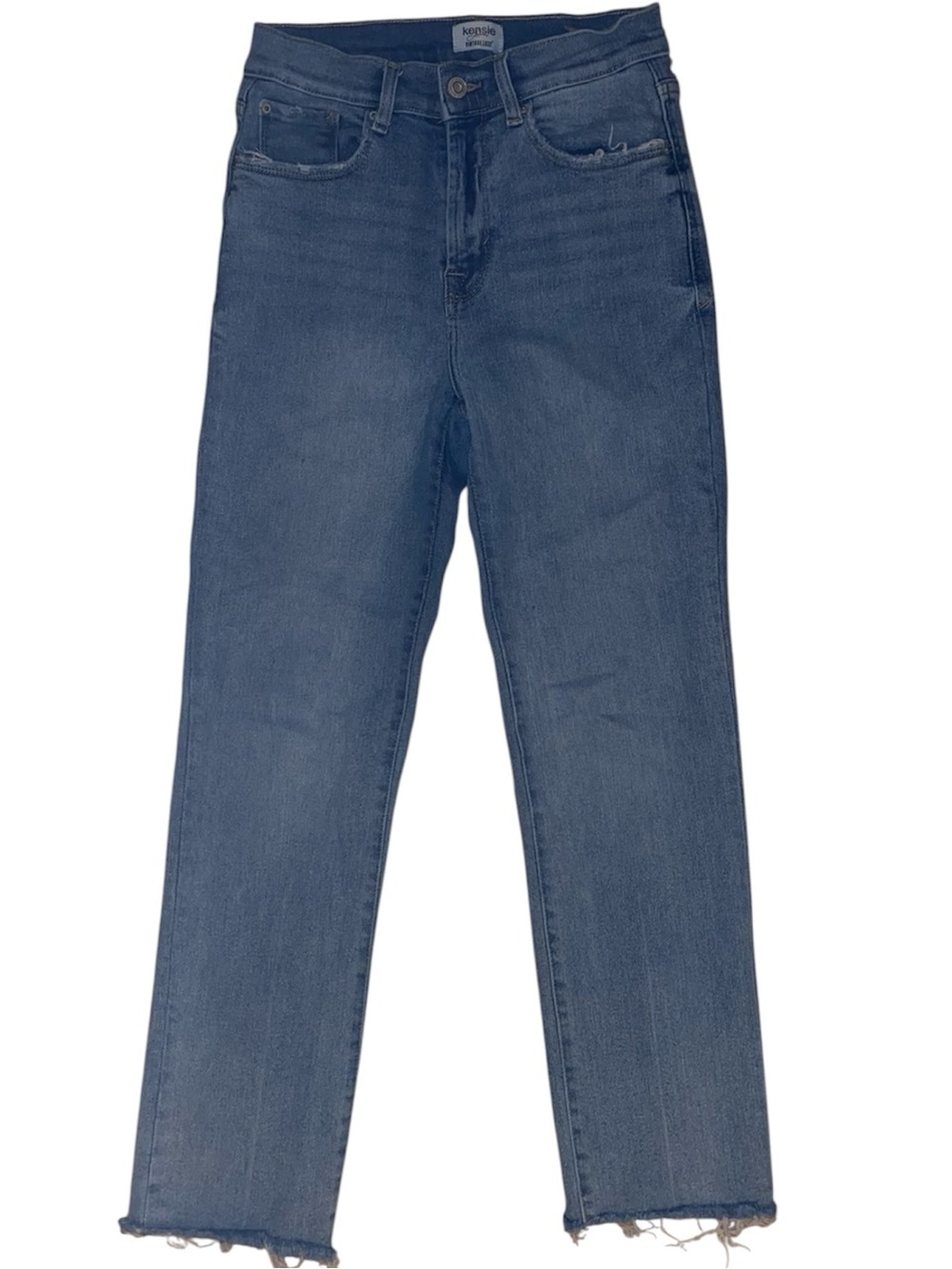 KENSIE VINTAGE LUXE Skinny High Rise Jeans Frayed Hem Light Blue Wash Size 4/27